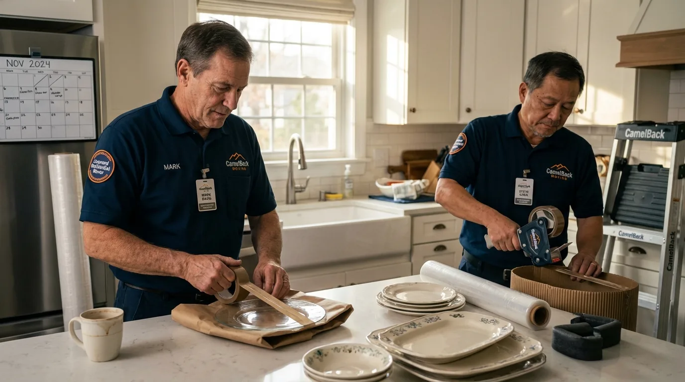 Professional crew packing kitchen dishware in Park Hills, MO